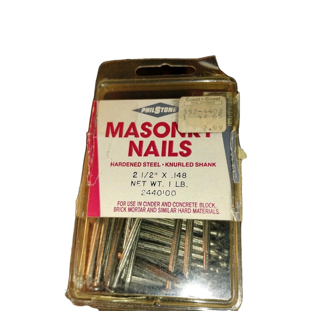 Vintage PhilStone Nail Corp 2-1/2" 148‎ Concrete Nails 1 Box 2/3 full